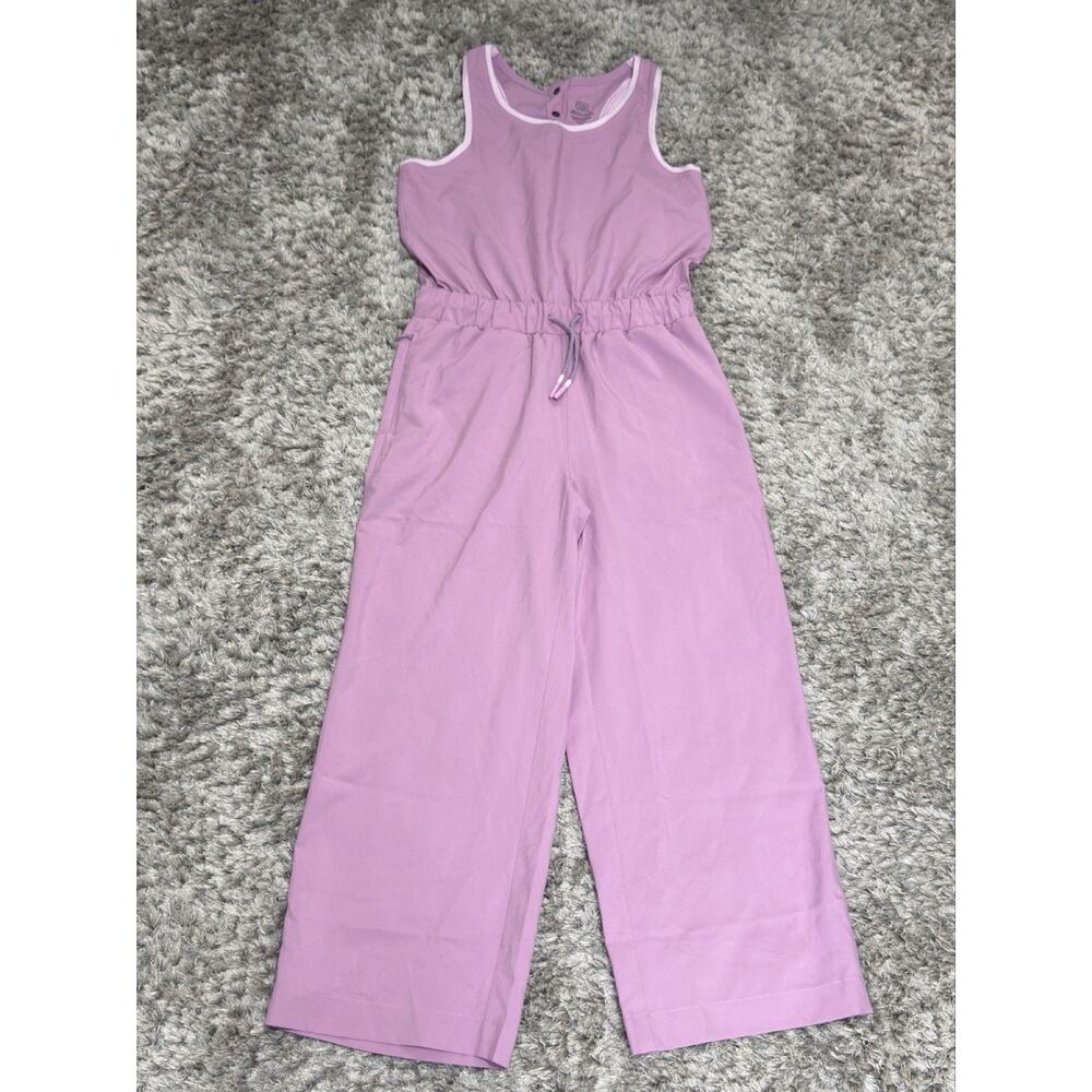 Athleta Girl Jump for Joy Romper Lilac Pink Active Jumpsuit Pink Trim Girls L 12